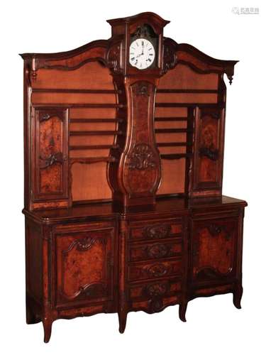 FRENCH PORVINCIAL WALNUT VAISSELIER W/ HORLOGE