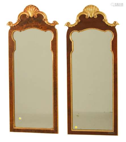 PR QUEEN ANNE STYLE GILTWOOD & BURL MIRRORS