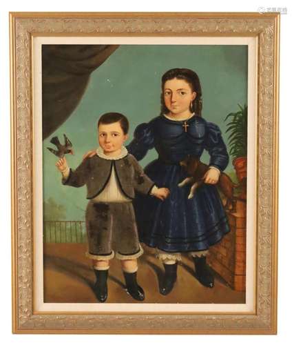 AMERICAN FOLK SCHOOL PORTRAIT OF YOUNG NOBLES