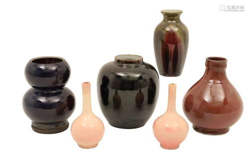 6 PC LOT OF CHINESE GLAZED PORCELAIN VASES