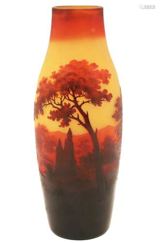 FRENCH CAMEO ART GLASS SCENIC VASE, D'ARGENTAL