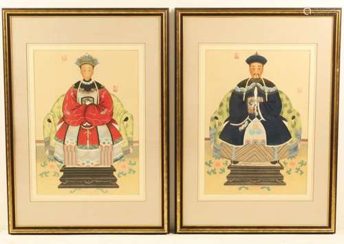 PR CHINESE WATERCOLOR ON SILK PORTRAITS