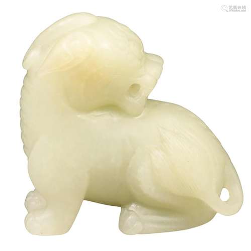 CHINESE HETIAN JADE GUARDIAN LION