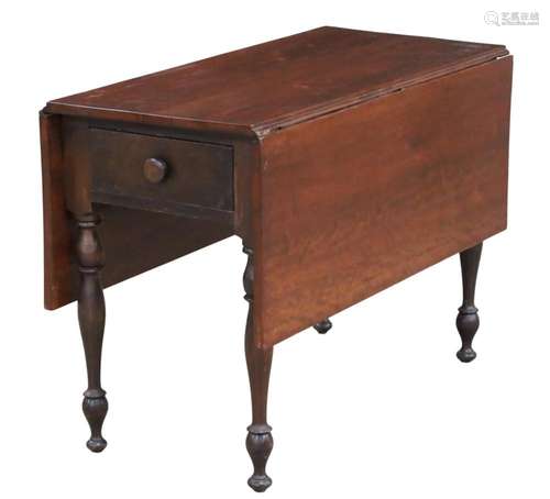 EARLY AMERICAN CHERRY DROP LEAF TABLE, 19TH C.