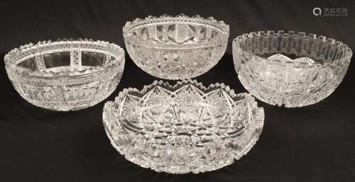 4 AMERICAN CUT CRYSTAL BOWLS