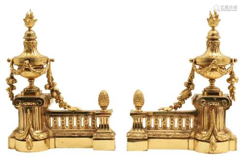 PAIR OF FRENCH GILT BRONZE CHENETS