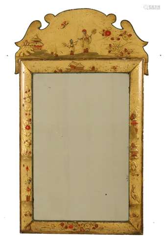 ANTIQUE ENGLISH CHINOISERIE LACQUERED MIRROR