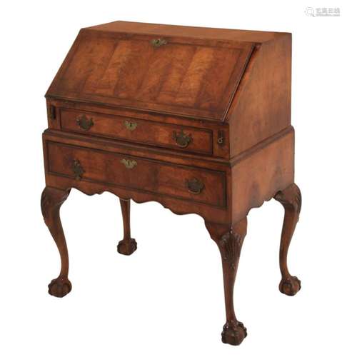 19TH ENGLISH WALNUT BUREAU ON STAND