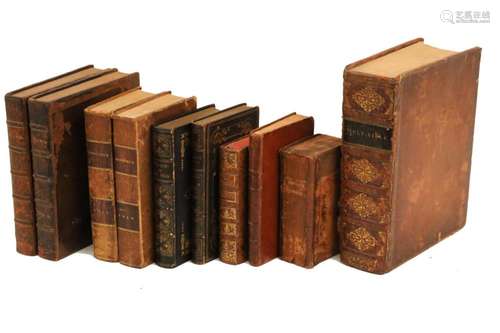 10 ANTIQUE LEATHER BOUND BOOKS