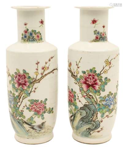 PR CHINESE ROSE FAMILLE VASES, QING, GANGXU PERIOD