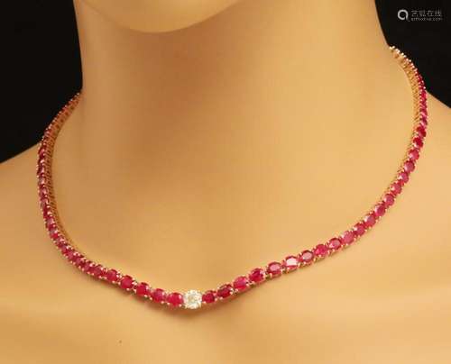 14K YG RUBY AND DIAMOND NECKLACE