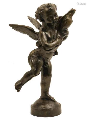 BRONZE PUTTO & DOLPHIN, AFTER DEL VERROCCHIO