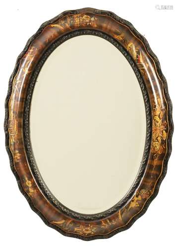 ENGLISH CARVED WOOD AND LACQUER CHINOISERIE MIRROR