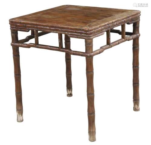 CHINESE HUANGHUALI WOOD AND BAMBOO TABLE, 19TH C.