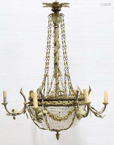 FRENCH BRONZE & CRYSTAL CHANDELIER