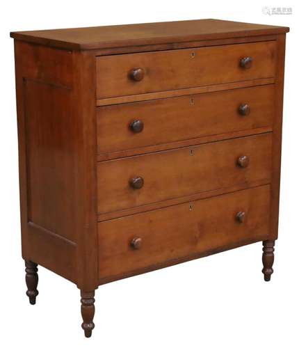 EARLY AMERICAN FEDERAL CHERRY CHEST, 19TH C.