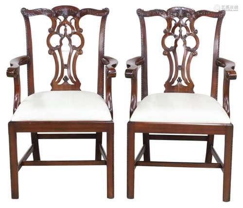 PR OF IRISH CHIPPENDALE STYLE ARMCHAIRS