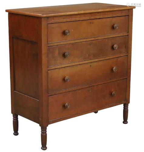 EARLY SOUTHERN AMERICAN CHERRY CHEST, 19TH C.