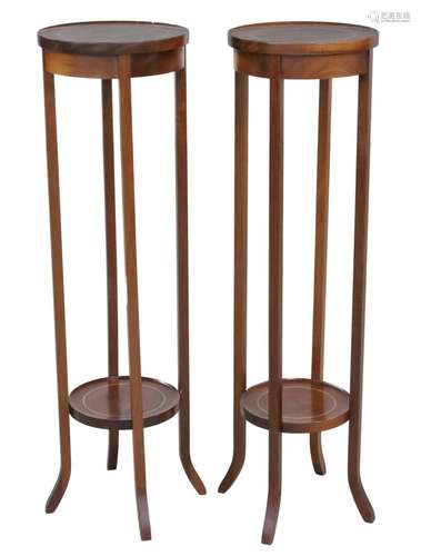 PR ENGLISH MAHOGANY INLAID PLANT STANDS