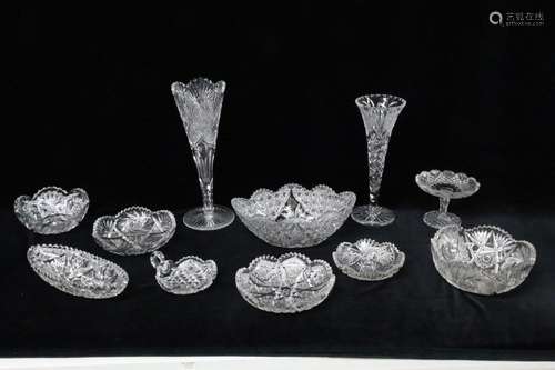 11 PC. LOT OF AMERICAN BRILLIANT PERIOD CUT GLASS