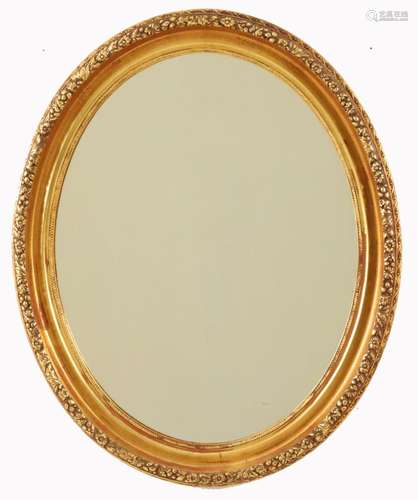 FRENCH GILTWOOD CARVED OVAL MIRROR