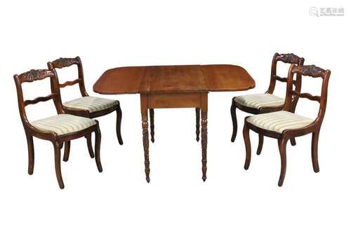 AMERICAN CHERRY DROP LEAF TABLE AND 4 CHAIRS