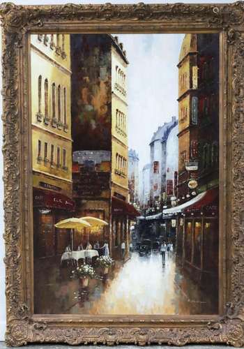 PALACIAL 87" FRENCH STREET SCENE PAINTING