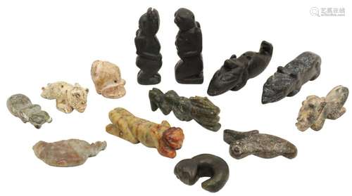 13 PCS OF CHINESE CARVED STONE AND JADE