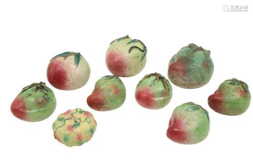 9 CHINESE PORCELAIN LONGEVITY PEACHES