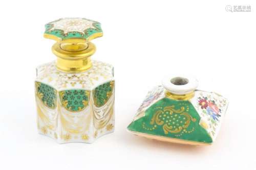 A French porcelain scent / perfume bottle of octag…