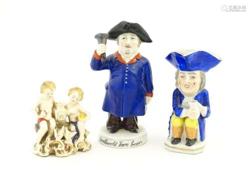 Three assorted ceramic figures to include a Toby /…