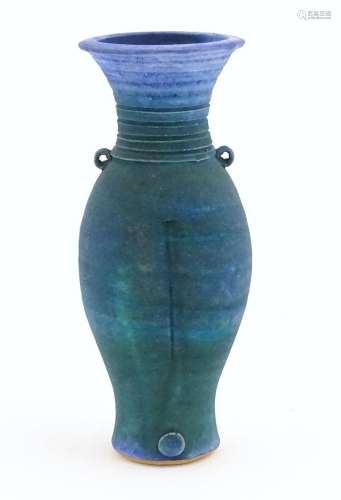 A 20thC studio pottery barium glaze vase by Simon …