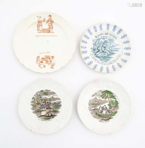 Four assorted Victorian transfer printed plates to…
