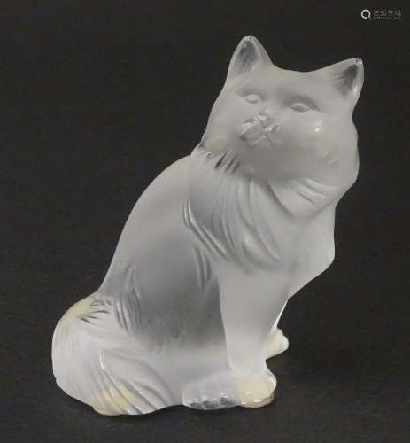 A Lalique model of seated Heggie cat. Approx 3 1/4…