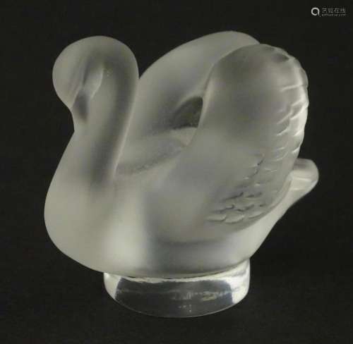 A Lalique model of a swan. Approx 2" high …