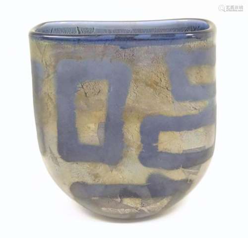 An Azurene style art glass vase with rectangular d…
