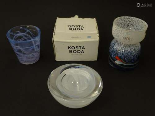 Three items of Swedish art glass, comprising a Kos…