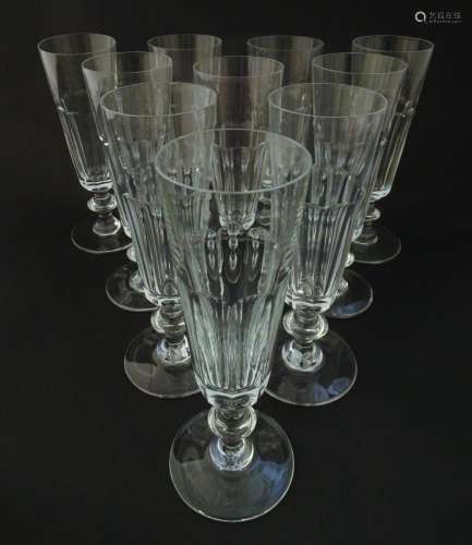Ten Saint Louis crystal Canton champagne flutes, m…