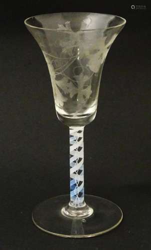A 19thC pedestal drinking glass with double air tw…
