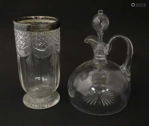A 19thC whisky water jug and stopper. Together wit…