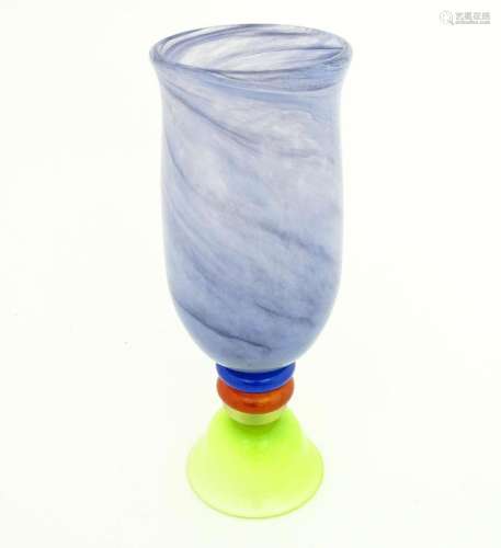 Dan Aston : A large studio glass vase worked in re…