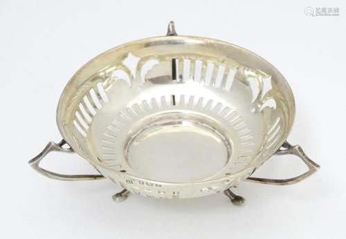 A silver bon bon dish with pierced decoration and …