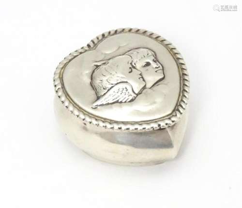 A Victorian silver pill box of heart shape with hi…