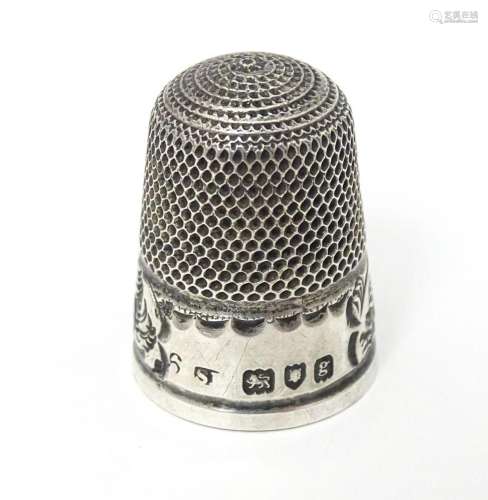 A silver thimble hallmarked London 1902. maker S? …