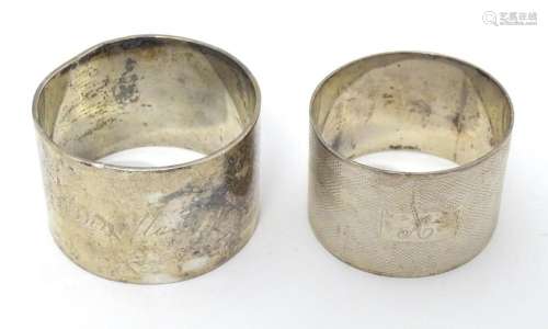 A silver napkin ring hallmarked Sheffield 1928, ma…