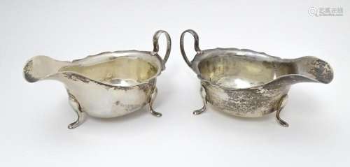 A pair of silver sauce boats, hallmarked Sheffield…
