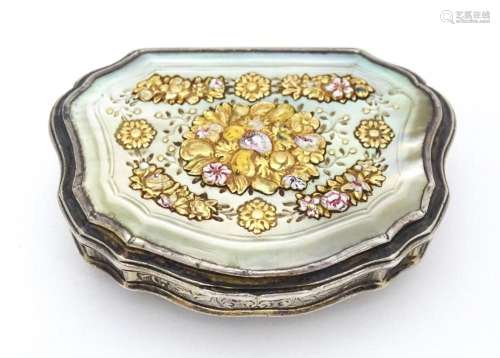 A Continental silver gilt snuff box of shaped form…