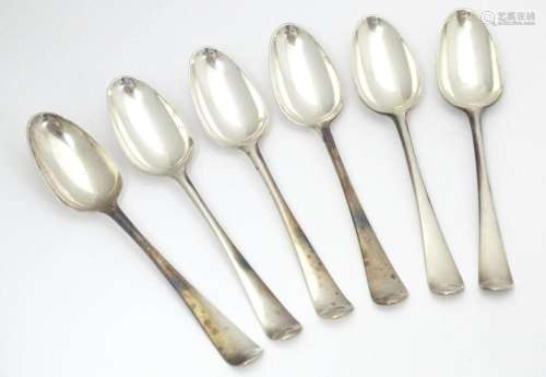 Six 18thc silver spoons hallmarked London 1759 mak…