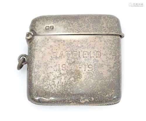 A silver vesta case hallmarked Chester 1919 maker …