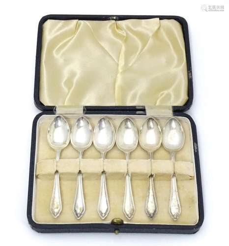 A cased set of six silver teaspoons hallmarked She…
